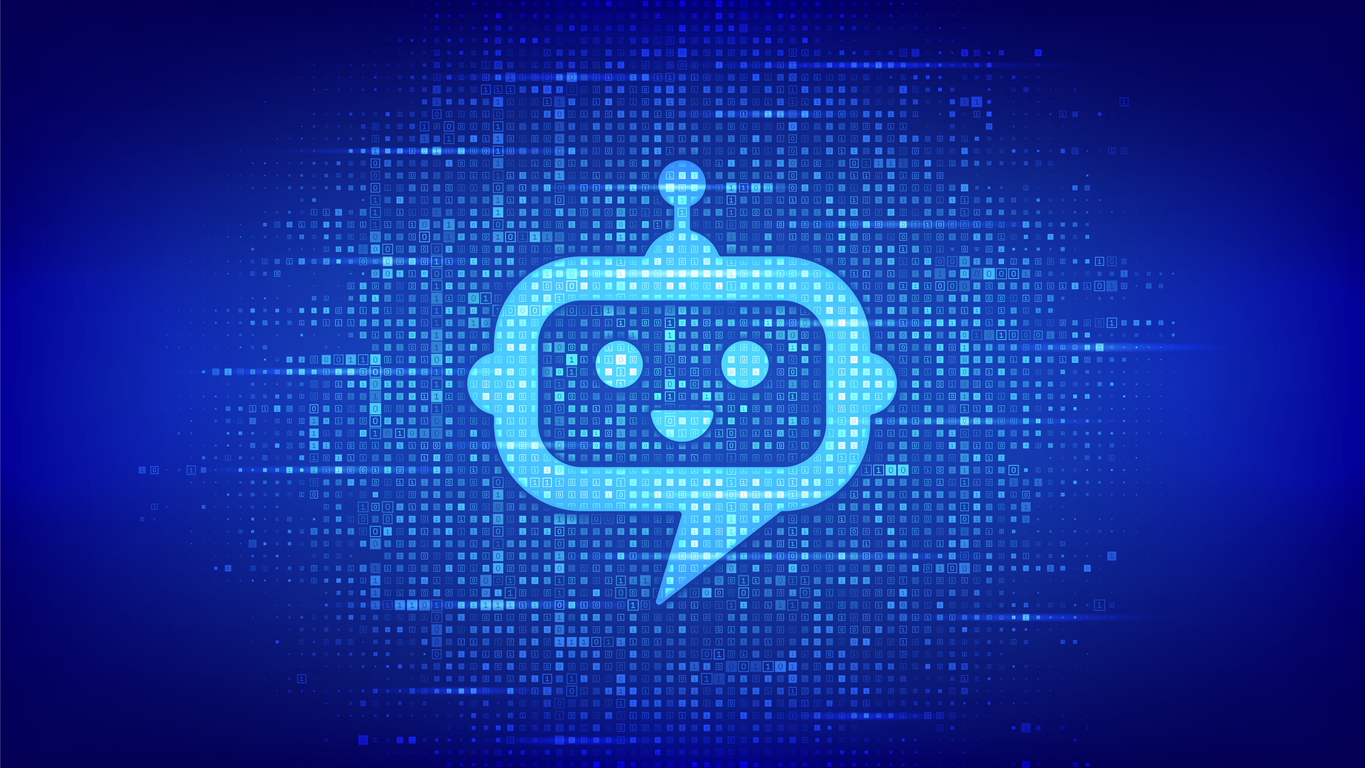 Robot chatbot head icon sign made with binary code.