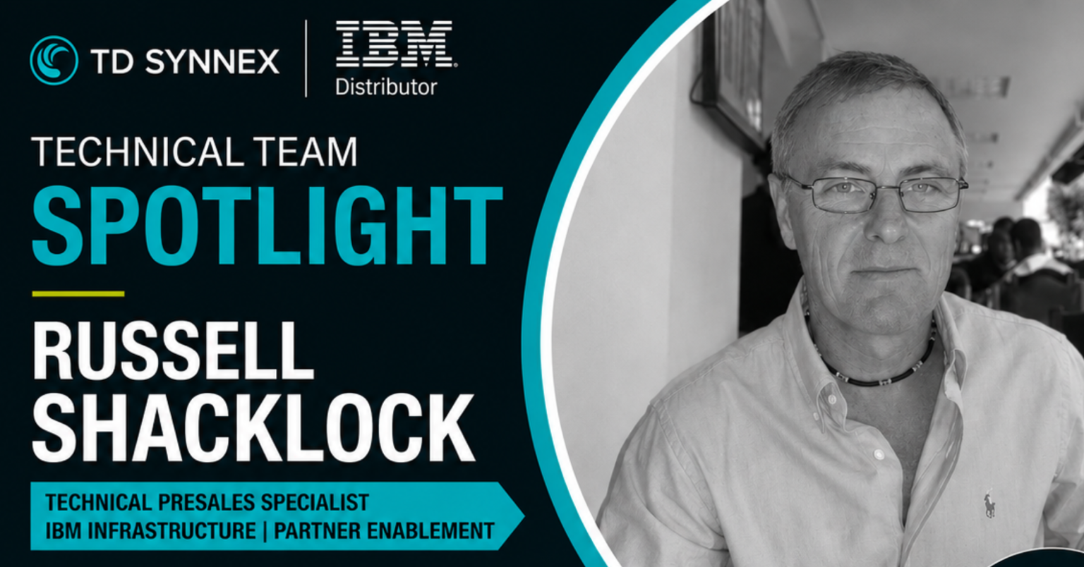 Graphic of Russell Shacklock, a Senior Technical Presales Specialist for IBM Infrastructure at TD SYNNEX